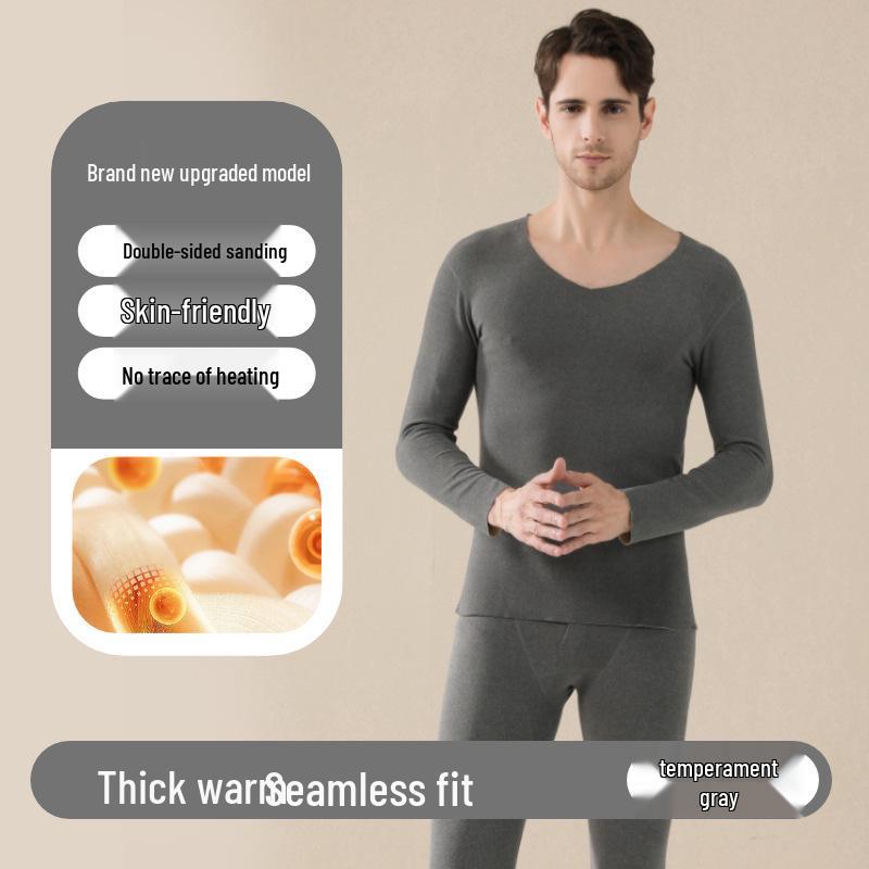 2025 Neue Wolle Seide Doppelseitiges Fleece Unterwäsche Set für Damen und Herren - Warme Herbstkleidung