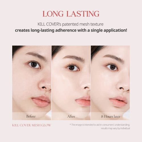 CLIO KILL COVER MESH GLOW CUSHION SPF50+ PA++++ (#2 LINGERIE) Korean Cosmetics Transparent Glossy Skin Serum Pore Cover UV Protection