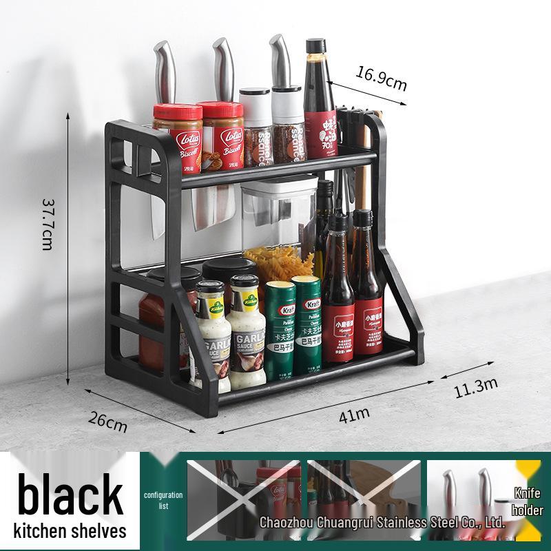 Multi-Function Kitchen Storage Rack for Spices, Knives, and Utensils