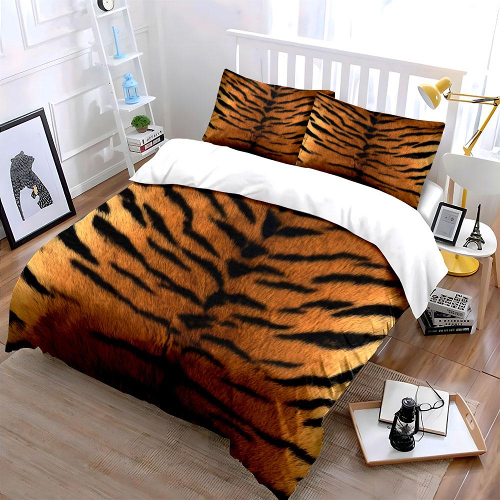 Wild Tiger Print Decor Set Multiple Sizes Kid'S And Adults' Bedroom Exquisite 3Pc Bedding Set, Gift