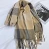 Large Plaid Scarf Women's Autumn and Winter New Imitation Cashmere Shawl Retro Fringed Couple Scarf