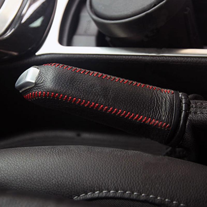 My Good Car Black Leather Shift Knob Cover Gear Head Covers Hand Brake Covers for Ford Focus 3 4 MK3 LHD 2012-2017