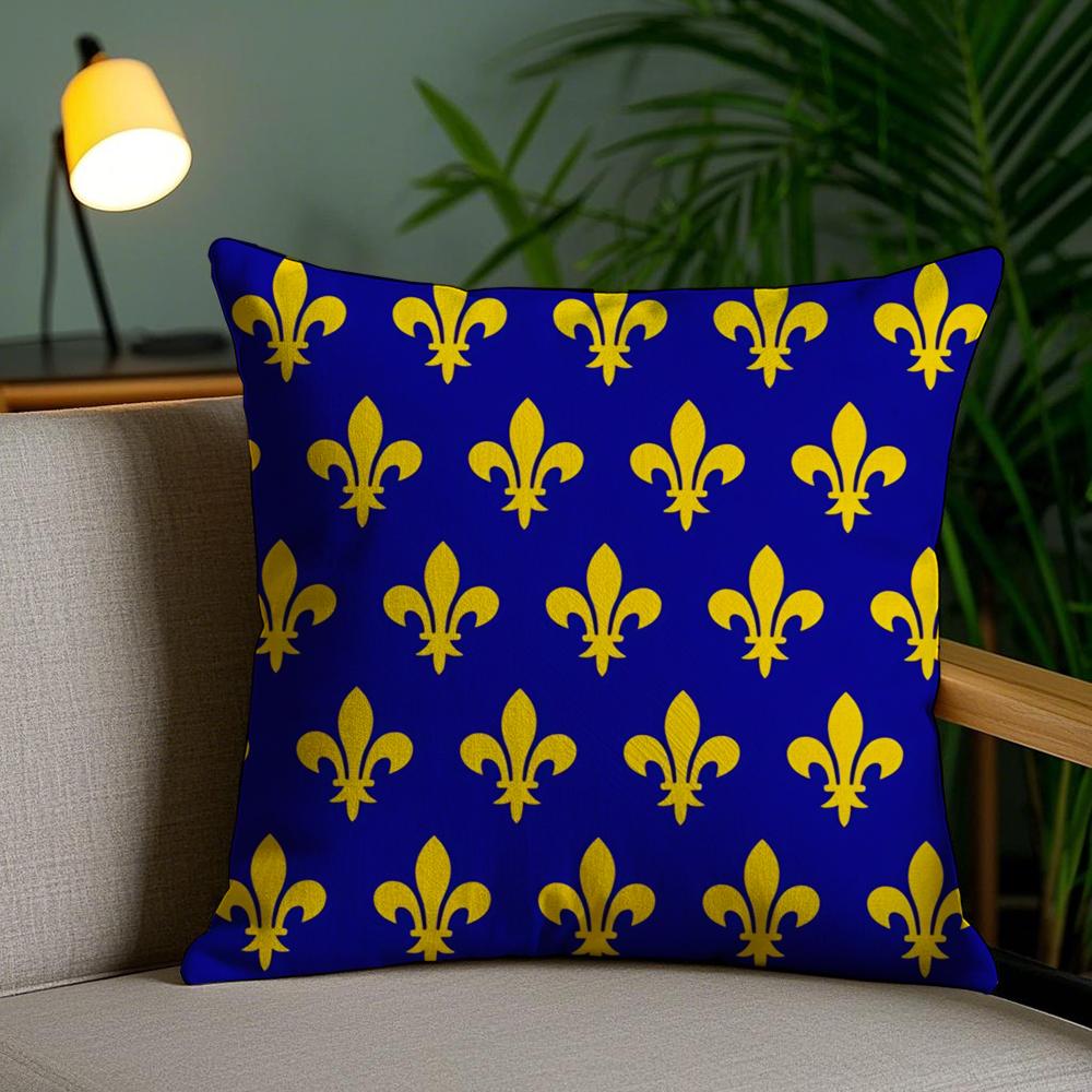 Anjou Flag French Region Cushion Cover Plush Fabric Soft Double-Sided Printed Invisible Zipper Sofa Pillow Case Home Decor
