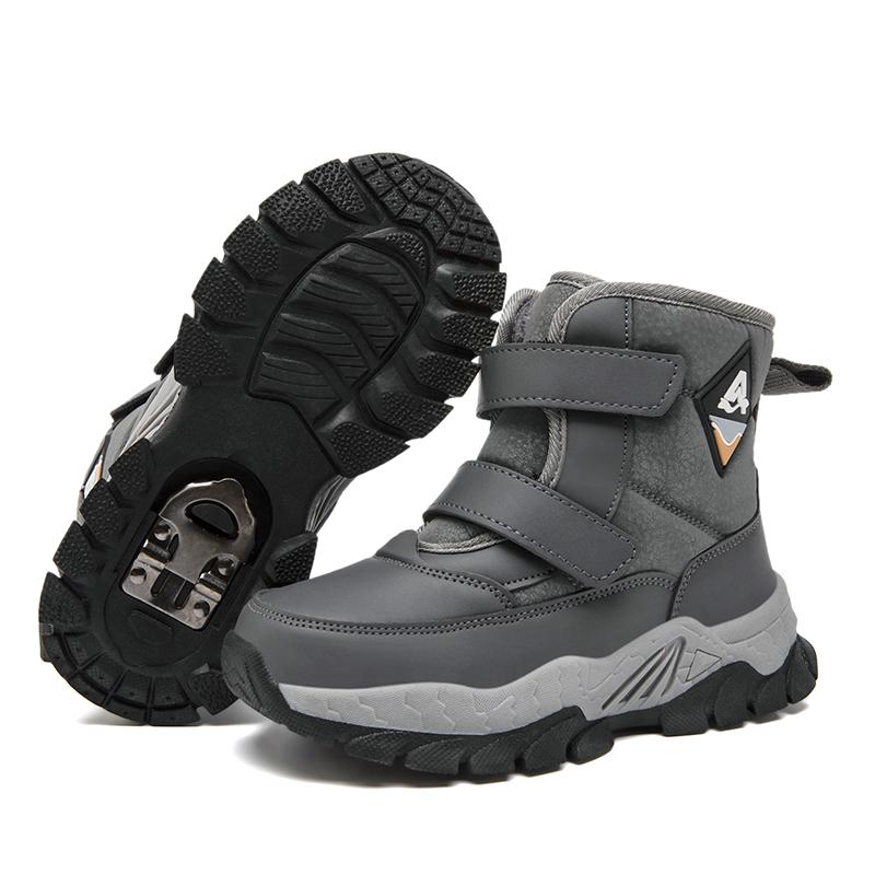 

Children Warm Snow Boots Kids Winter Cotton Shoes Non-slip Snow Outdoor Warm Plush Boots High Top Warm Furry Footwear Waterproof Warm Sneakers 39 серый