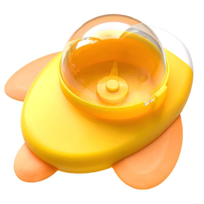 Cat Interactive Rotatable Cat Dog Leak Food For Pet Puzzle Relief Boredom Food Feeder Dispenser Yellow