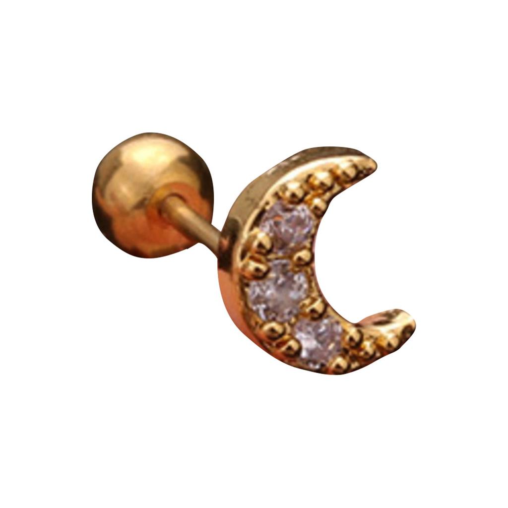 Titanium Steel & Stainless Steel Post Crown Ear Studs With Micro-Pavé Zircon - Screw-Back Ball Fashion Earrings For Western Piercing Jewelry