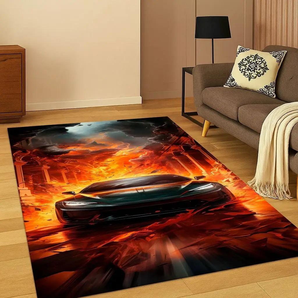 Sports Car Racing Car Carpet Rug for Playroom Living Room Bedroom Home  Kitchen Doormat Decor Living Room Decoration Carpet