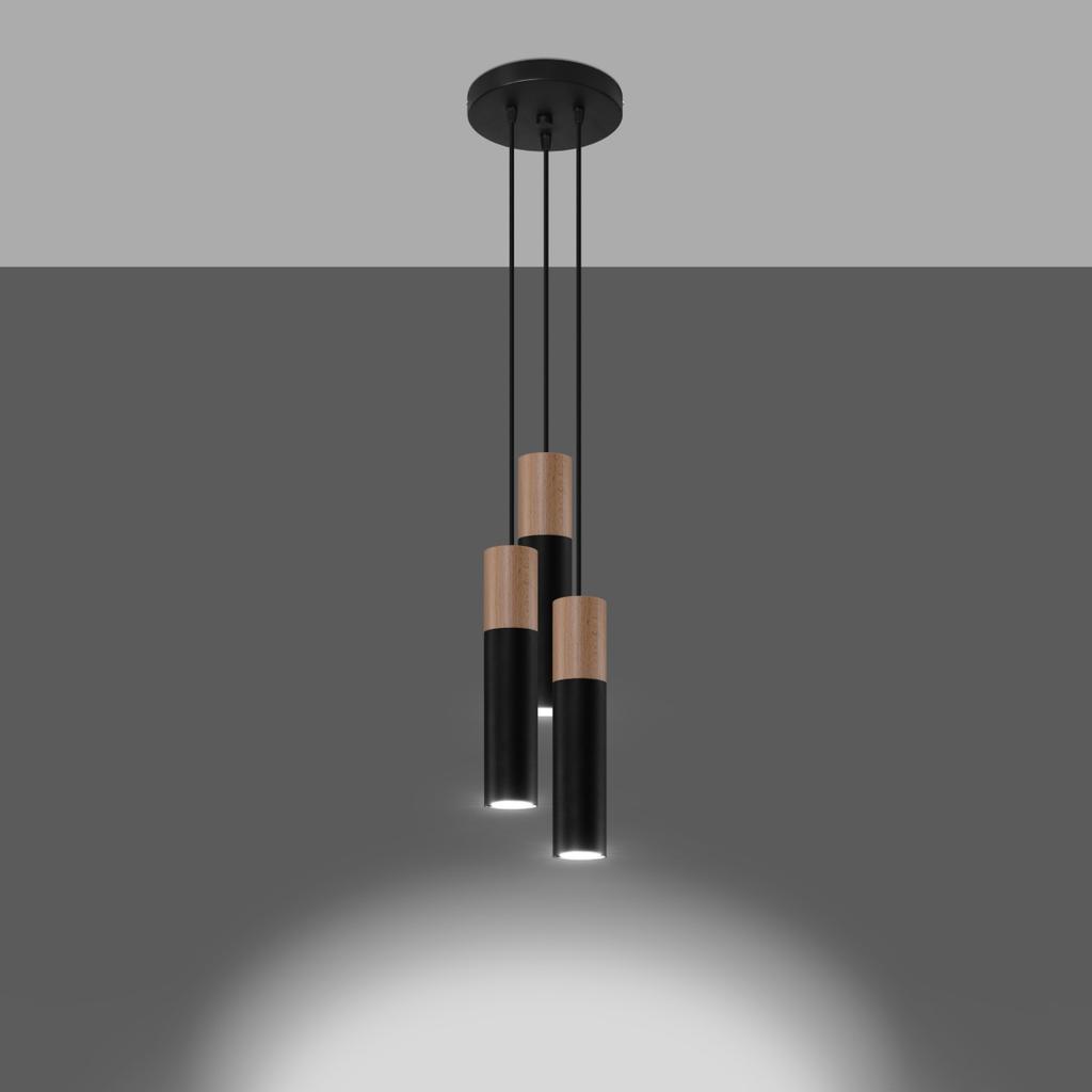 Lampa Wisząca Pablo 3 Gu10 Biały  Wood Sollux Sl.1014
