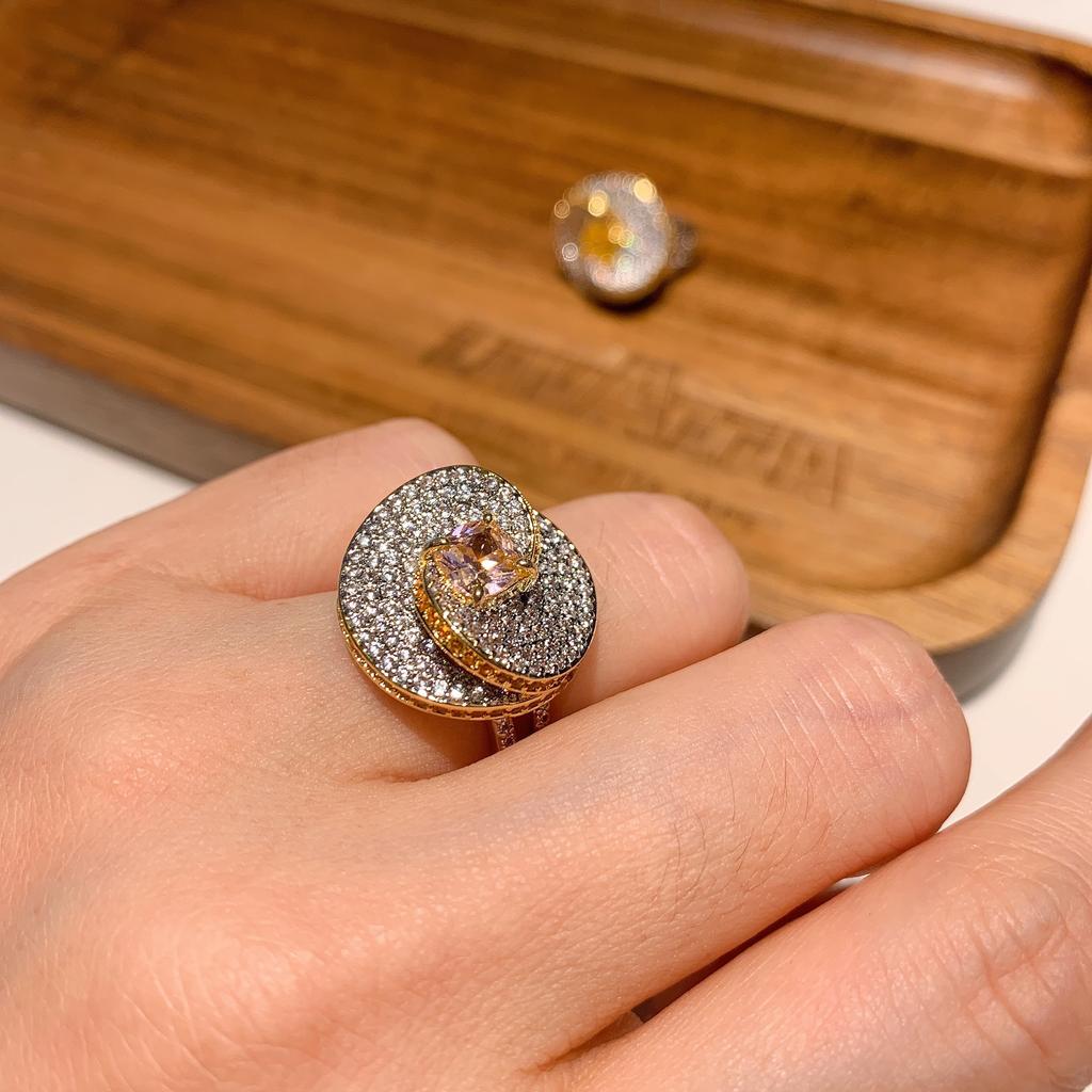 Copper Ring Women'S Jewelry, Colored Treasure, Zircon Red Corundum Full Of Diamonds, Advanced Sense