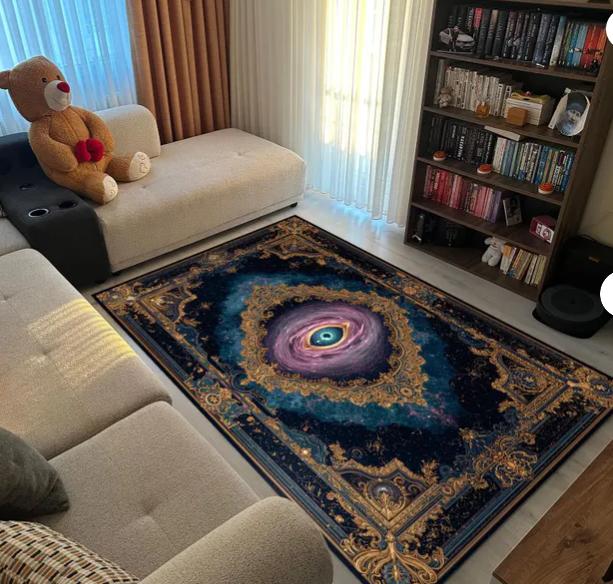 Black Hole Space Rug Cosmic Galaxy Print Carpet Machine Washable Modern Decor Rug Astronomy Lover Room Accent