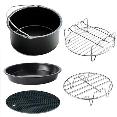 6/7/8inch Air Fryer Accessories Five-piece Baking Basket Grill Pizza Baking Pan