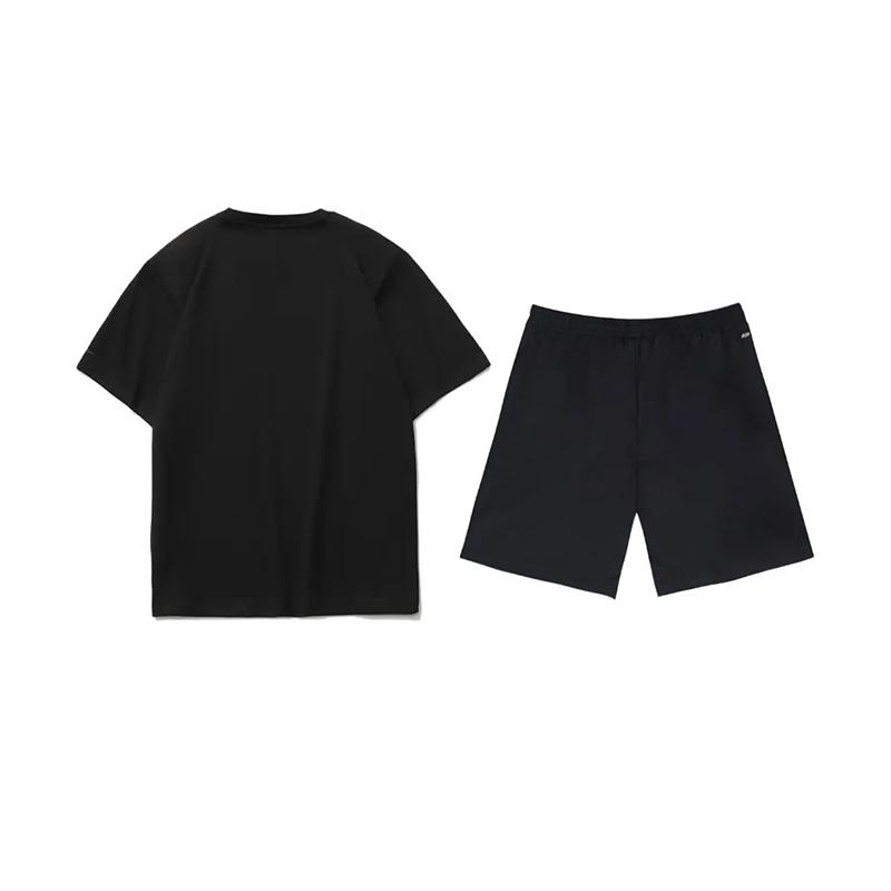 Li Ning Letter Logo Printed Fashion Comfortable Summer Round Neck Pullover Short Sleeve T-Shirt Casual Sports Set Unisex Tops AHSUA15-2+YKSV147-2