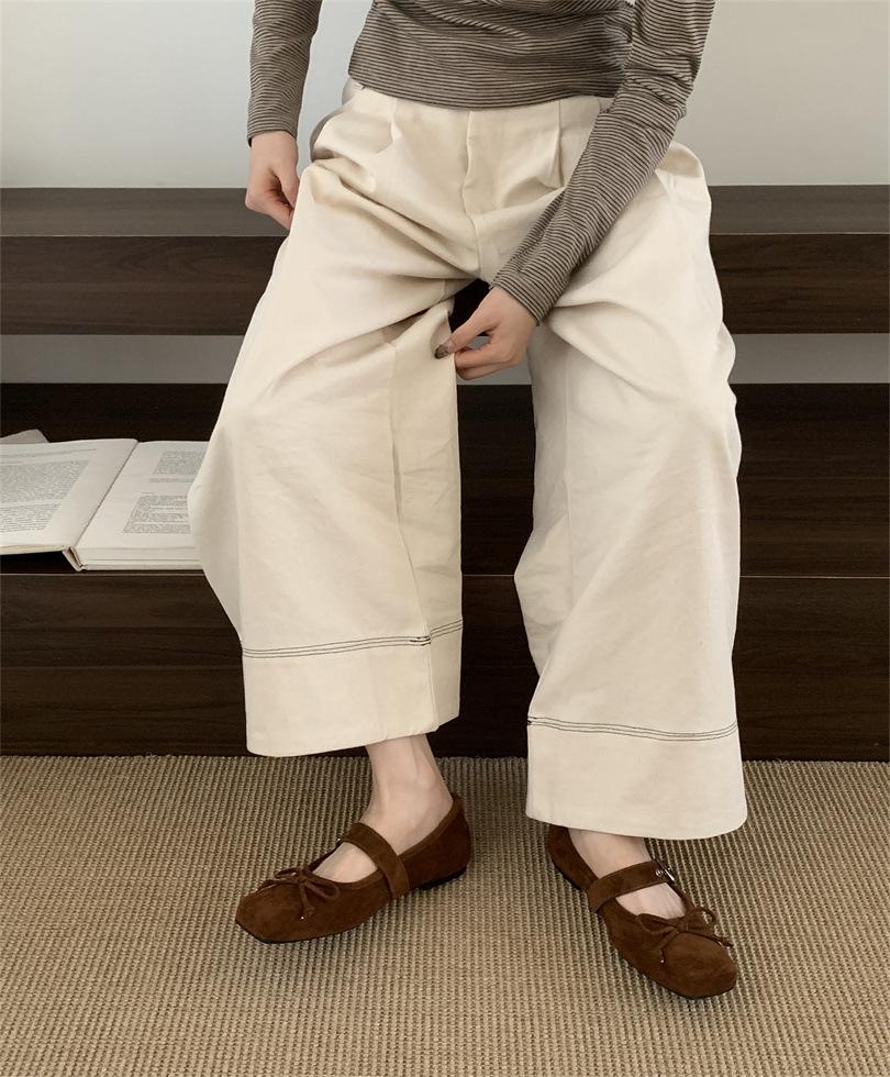 Internet celebrity square head women's shoes autumn new flat bow single shoes ballet silver belt buckle Mary Jane shoes