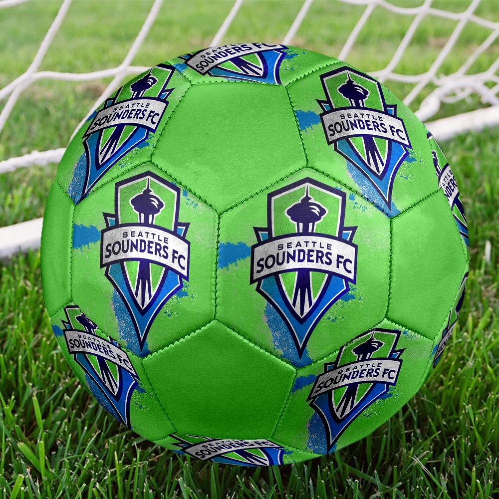 FC Seattle Sounders Soccer Ball, Colorful, Suitable for All Ages, Machine-stitched, PVC Material, Competition Grade, Durable and High Bounce