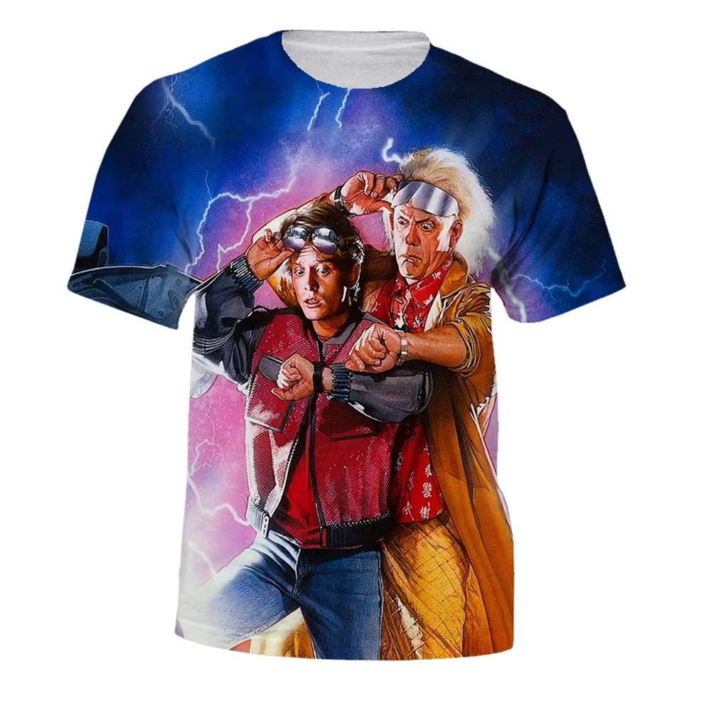 Outdoor Casual Fashion Men s T-Shirt Novel Back to the Future 3D Printed T-Shirt Comfortable Short Sleeve S