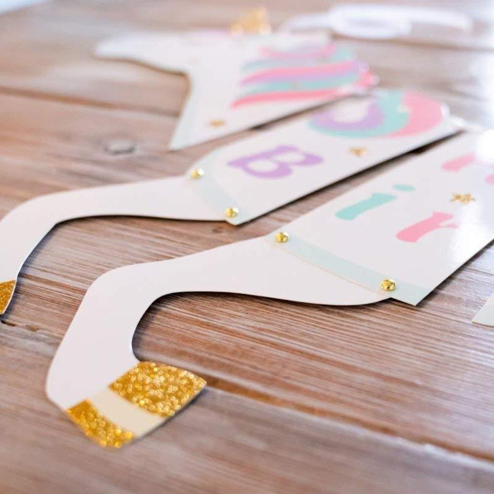 1 Set Cute DIY Happy Birthday Banner Party Supplies Decorations With Sparkle  Glitter Baby Shower