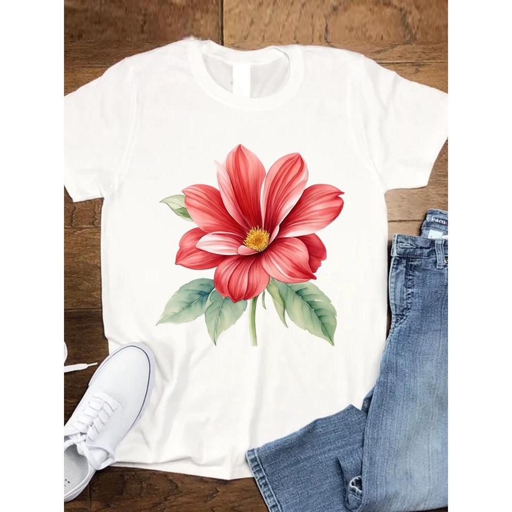 Leopard Love Trend 90s Women Fashion Clothing Tee Top Casual Short Sleeve Tshirts Graphic T-shirts T Female Cartoon Lady Clothes