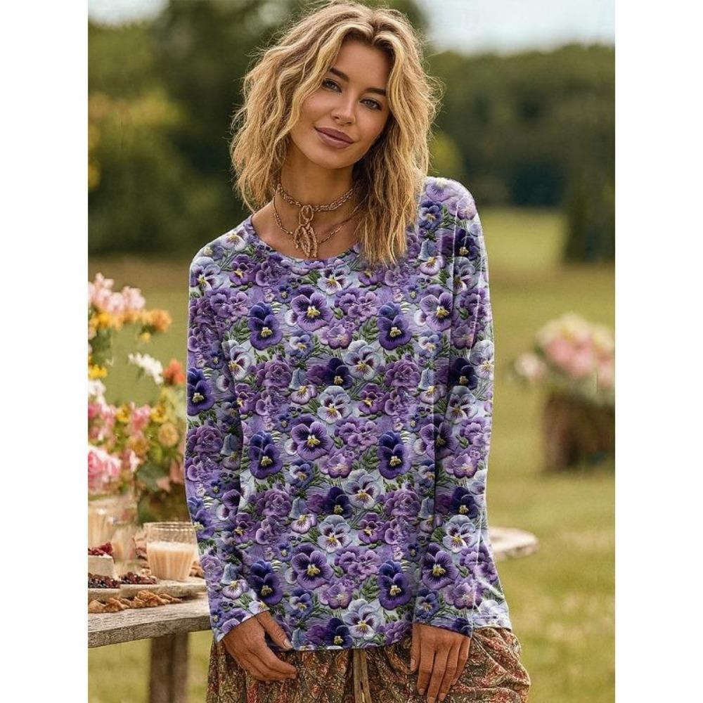 Europa Ameryka Vintage Kolory Łączone Damska Koszulka Pulower Styl Bohemian Damska Z Długim Rękawem Odzież Outdoor Codzienne Koszulki Top