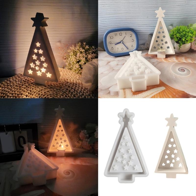 Flexible Silicone Mold Hollow Christmas Tree Decoration Mould Temperature Resistant Gypsum Mould for Candlestick