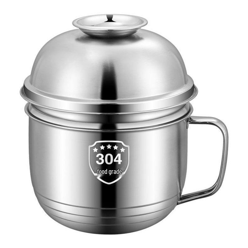 304 Stainless Steel Large Capacity Soup and Rice Bento Box with Compartmentalized Lid for Office Workers