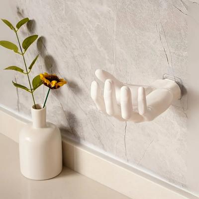 1pc Stylish Black Plastic Palm Wall Hook Anti-rust Key and Headphone Stand Suitable for Home and Kitchen Storage