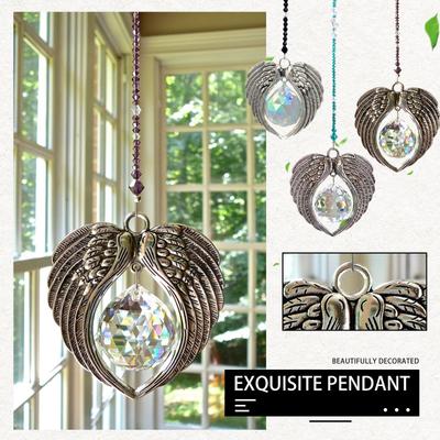 Colgante de cristal de ángel de peltre, collar de cristal de gota de agua, piedra Natural para decoración del hogar, carillón de viento