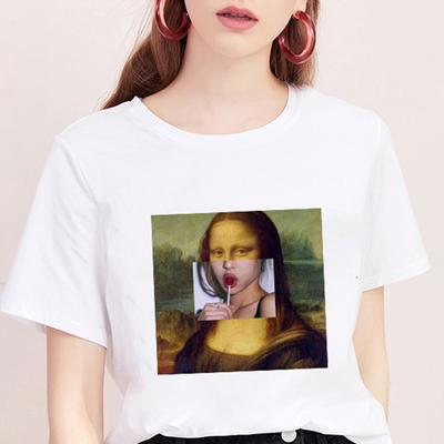 Tricou Mona Lisa Femei Spoof Personalitate Moda Tricou Vară Harajuku Estetică mânecă scurtă Wh