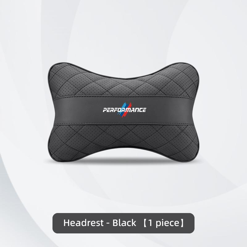CXVA5 Car Seat Neck Pillow Leather Memory Cotton Headrest For BMW Performance F30 E90 F20 E46 X7 X6 Car Interior Head Support Keychain