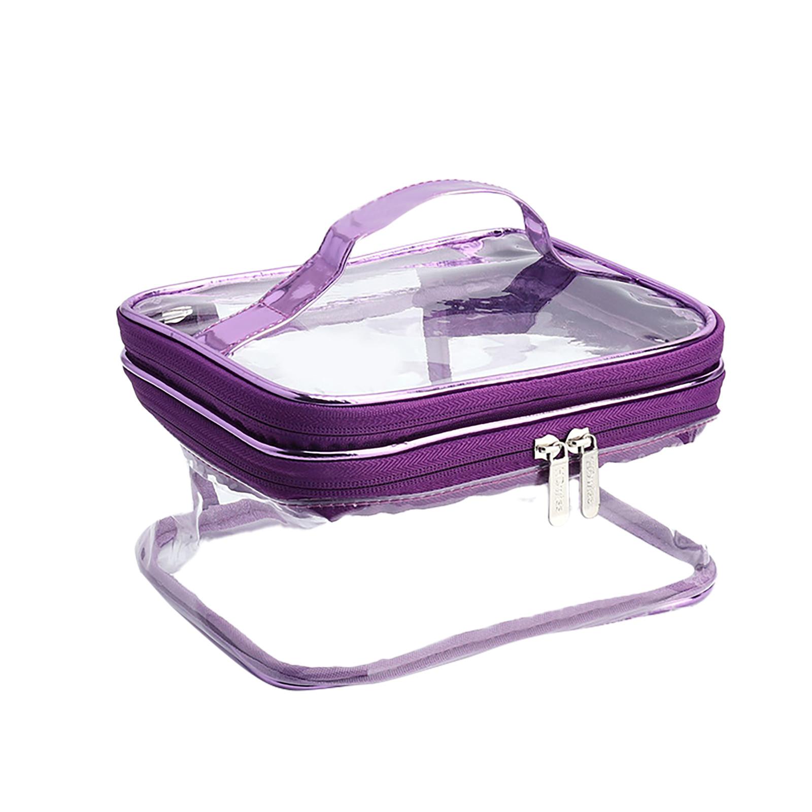 

Прозрачная двойная косметичка на молнии, водонепроницаемая портативная дорожная сумка для хранения, 3 цвета 3*17*12 фиолетовый