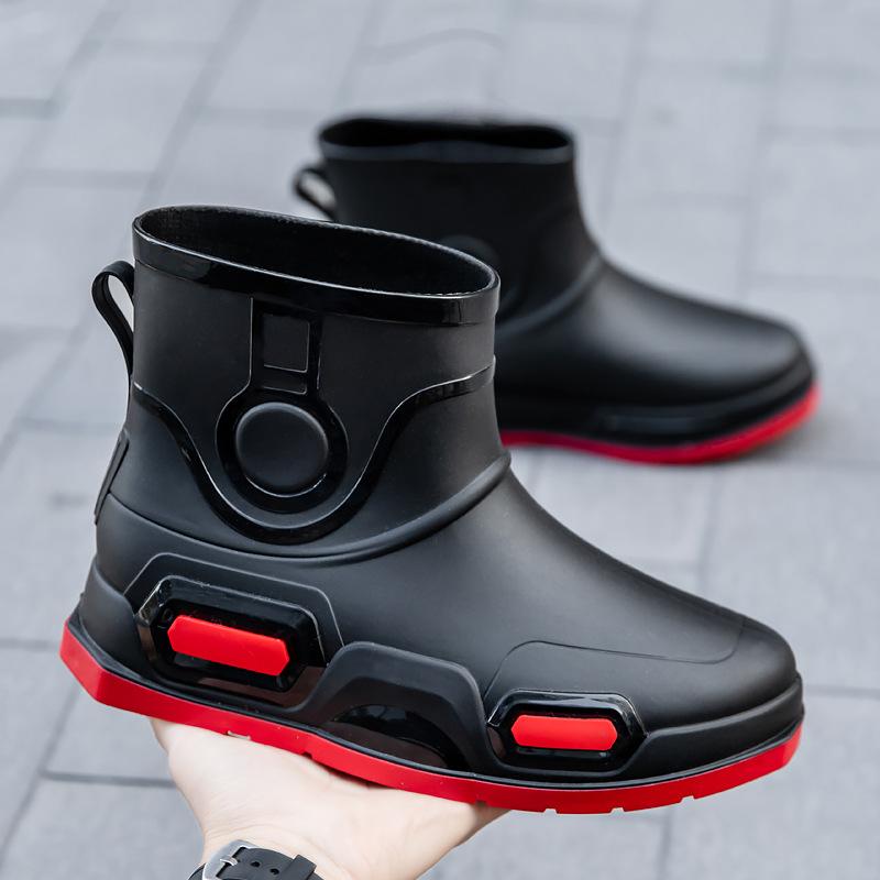 

Дождевики мужские модные средние резиновые сапоги новые резиновые сапоги для ходьбы, отдыха, работы, кухни, водные сапоги, рыбалки, водные сапоги 44 [add cotton to shoot one size larger]