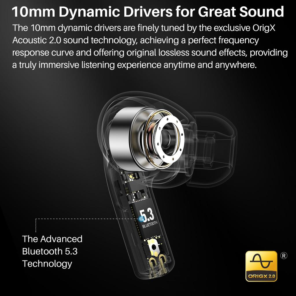 TOZO T20 Wireless Superior Sound LED Battery Level EQ Premium Dedicated App Touch Water Up To 48 Hours ENC Noise Wireless Fast Instant Bluetooth High