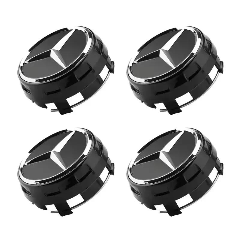 New 4pcs 75mm For Mercedes Benz Black Red Raised Car Styling Wheel Center Cap Hub Covers Badge Car Accessories AMG A00040009001
