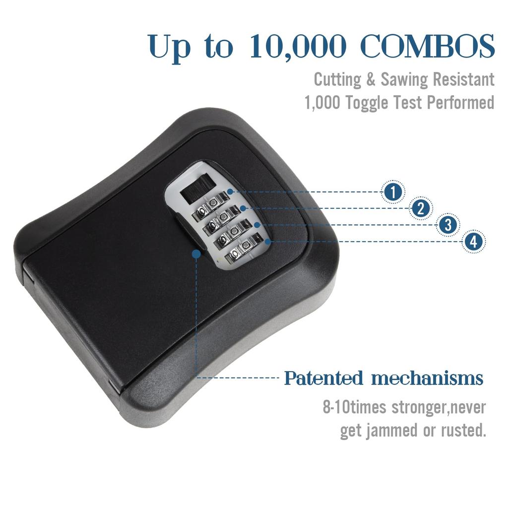 Wall Mounted Portable 4 Digit Waterproof Outdoor Key Hide Combination Password Key Lock Box for Garages Warehouses Houses