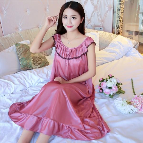 

Summer sexy plus fat size full light ice silk medium and long vest nightdress sleeveless middle-aged women s home dress Plus size