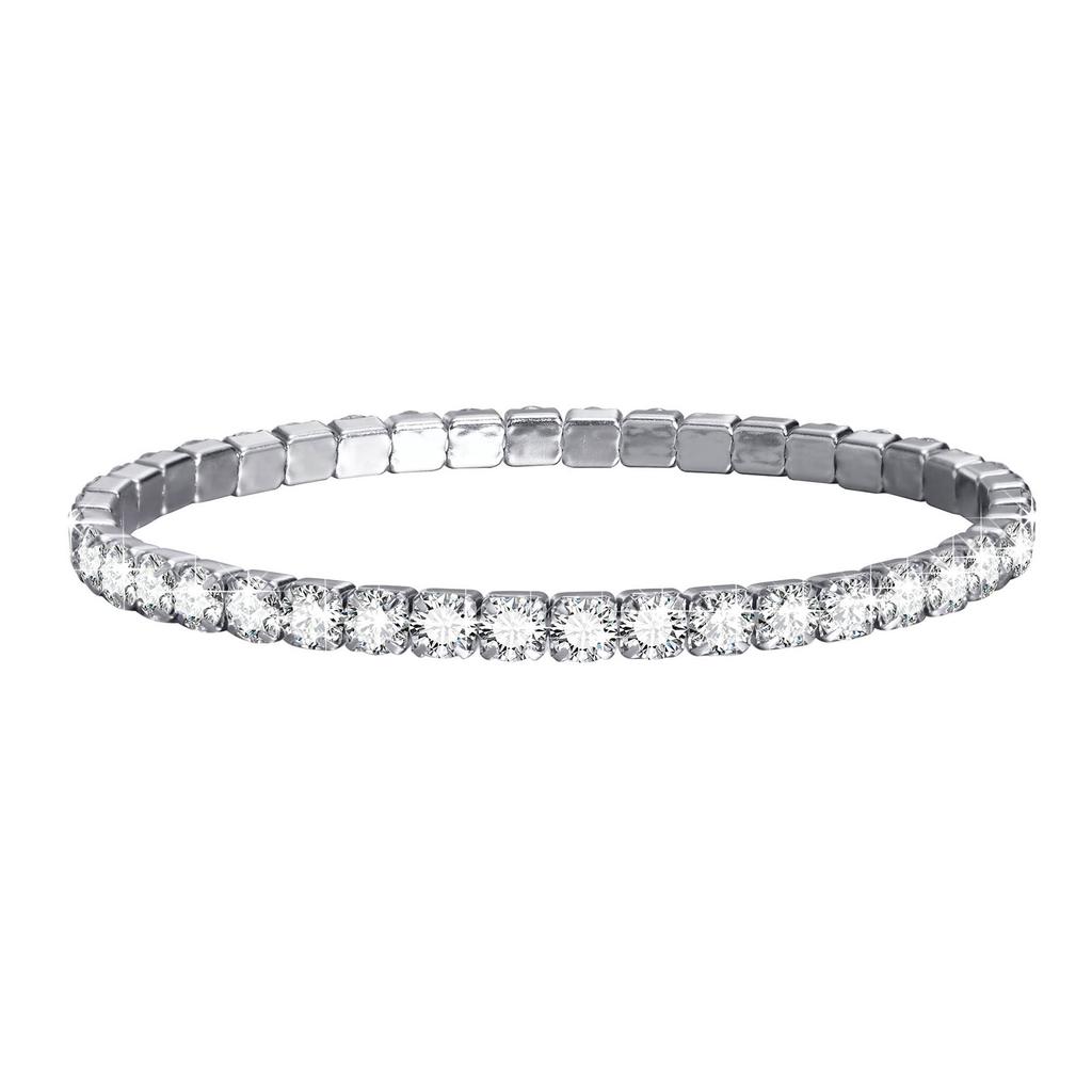 Women's Shine White Crystal Bracelet, Trendy Charm Tennis Chain Wristband, Wedding Party Gifts Jewelry Wholesale