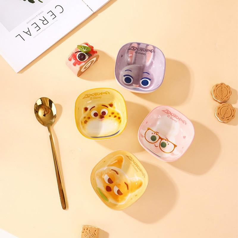 4-teiliges Disney Zootopia Judy Nick Dessertschalen-Set, Schulsachen, Neuheit Snackschale, für Dips Saucen, Gewürze, Leicht zu reinigende Dippschalen