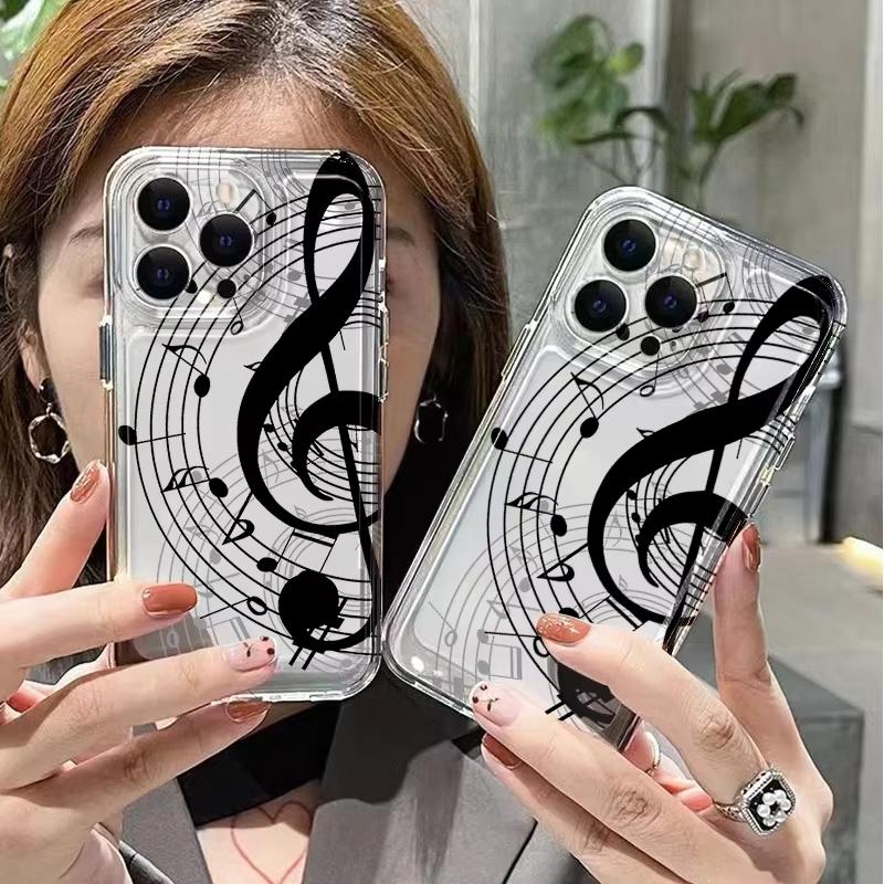 Music Note Painted Transparent Phone Case For Samsung Galaxy S26 S23 S24 S25 Ultra S22 S21 S20 Plus FE A50 5G Protective Cover