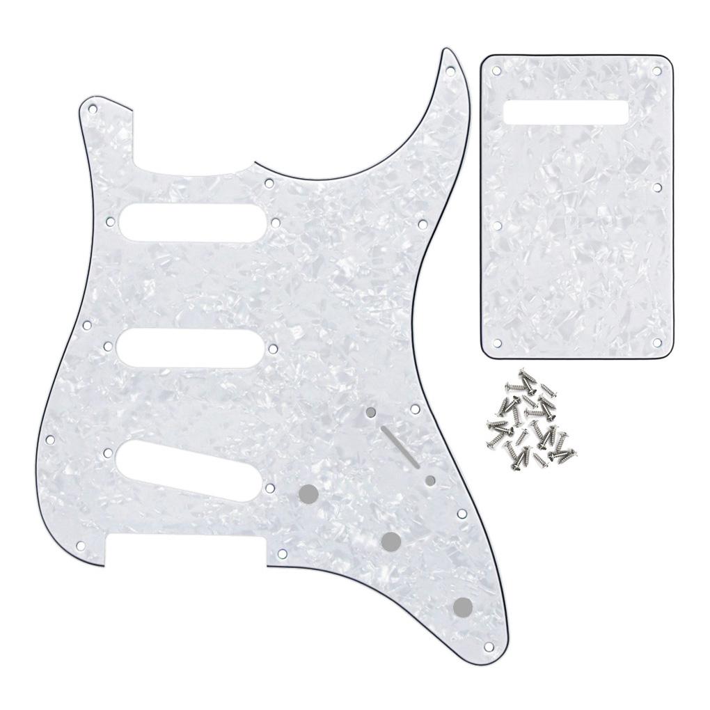 FLEOR Set of 11 Hole ST Guitar Pickguard SSS Scratch Plate Back Plate & Screws for Electric Guitar Parts