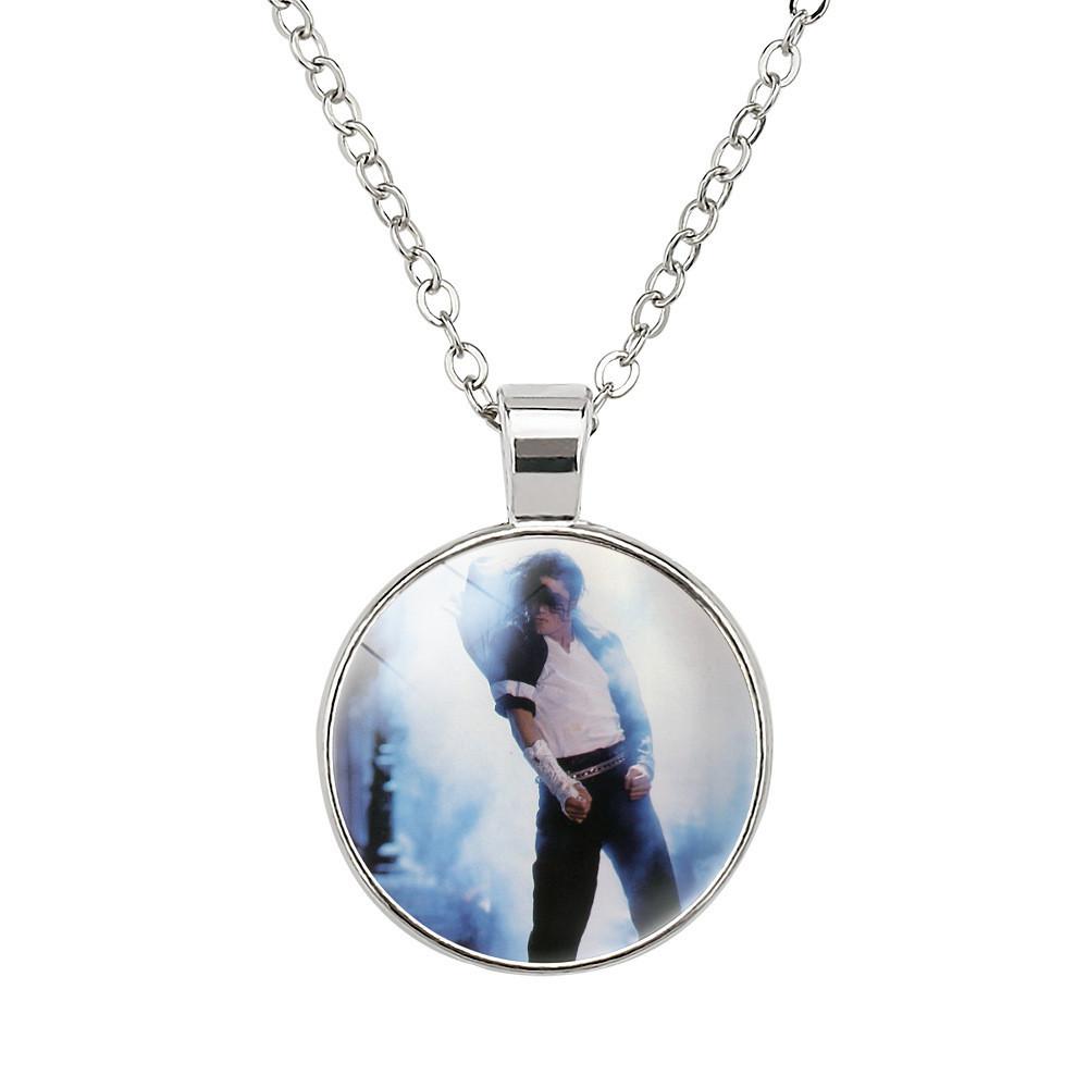 Elegant Michael Jackson Time Gem Pendant Necklace With Alloy Charm 51-80cm Long