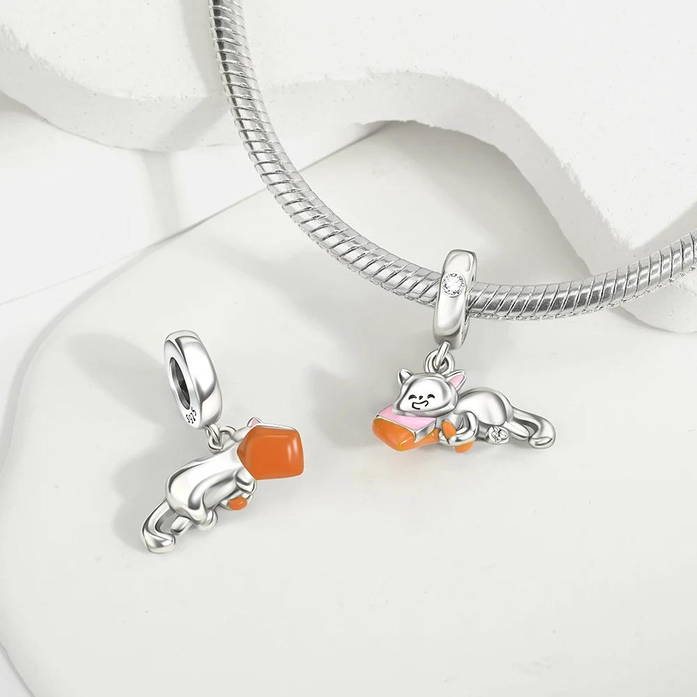 Charms Plata Cat Heart Swing Mothers Day Gift Copper Plated For Charms Copper Plated Original Bracelet For Jewelry Making