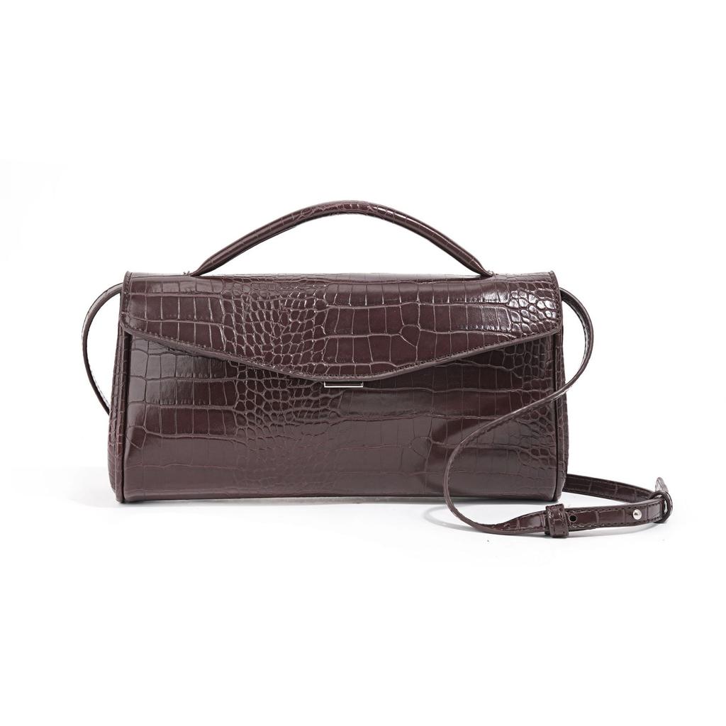 High Quality Crocodile Pattern Flip Cover Handbag Crossbody Shoulder Bag Luxury Leather Commuter Bag Urban Minimalist Style