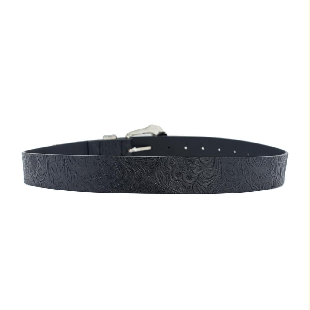 Trendy Unisex Retro Black Patterned Leather Belt