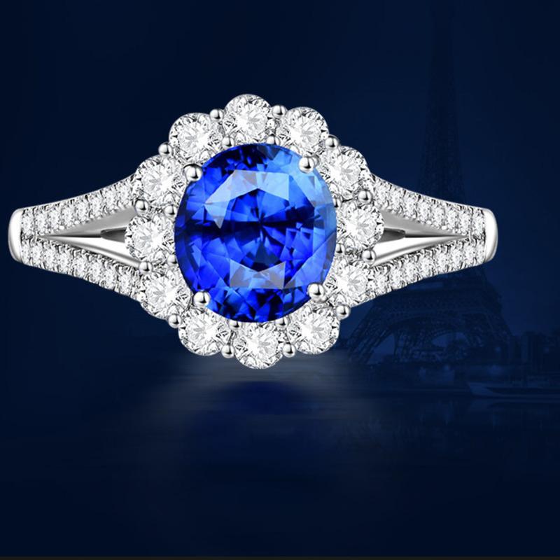 BELLA BOX Blume Temperament Gorgeou Zirkon Ring Saphir Engagement Hochzeit Feier Gedenk Geschenk