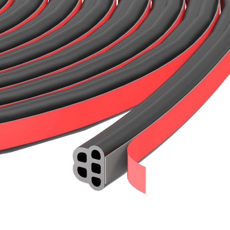 5m/10m/16m/20m Double Layer Trunk Sealer Noise Insulation Weather Stripping Dustproof Car Door Seal 5 Hole Shape
