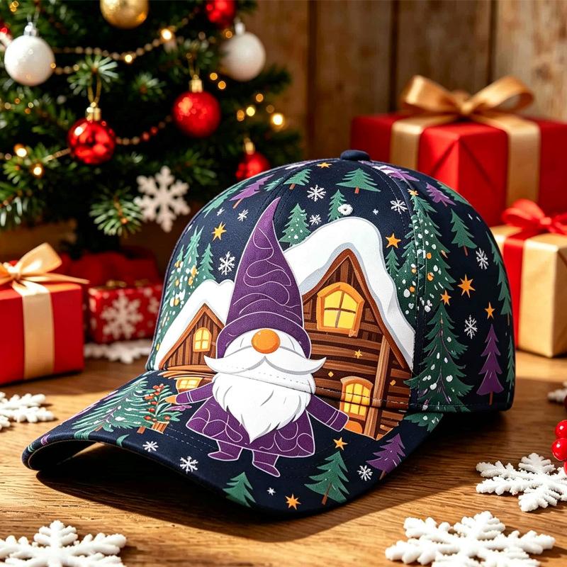 New Christmas Hat Digital Printing Fashion Bent Bend Baseball Cap Retro Baseball Cap