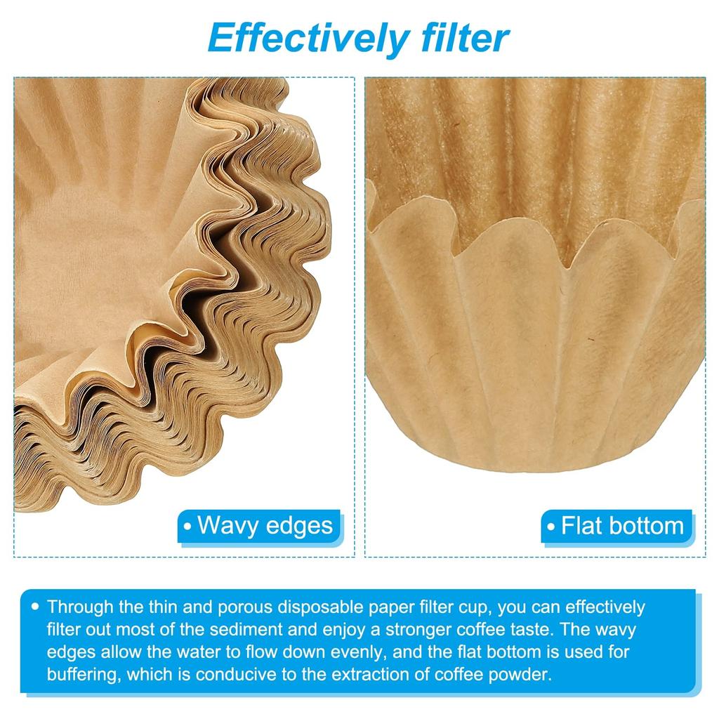 PATIKIL 2-5 Cup Wave Coffee Filters, Brown Paper Filters, 185x50mm, for Cafes, Cake Shops, and Kitchens (100 Filters)