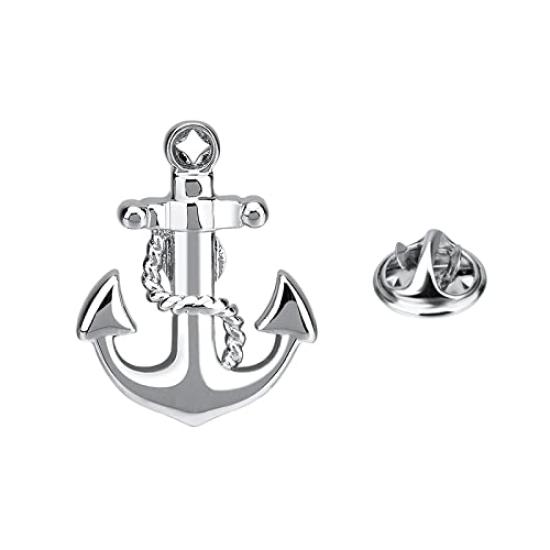 

Rockyu Silver Anchor Pin Brooch Stainless Steel Exquisite Design Accessories Wedding Business Casual Men s Ship s Men s