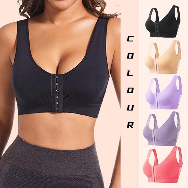 Women's Front Closure Bra Breathable Shockproof Sports Bra Vest Style Bra