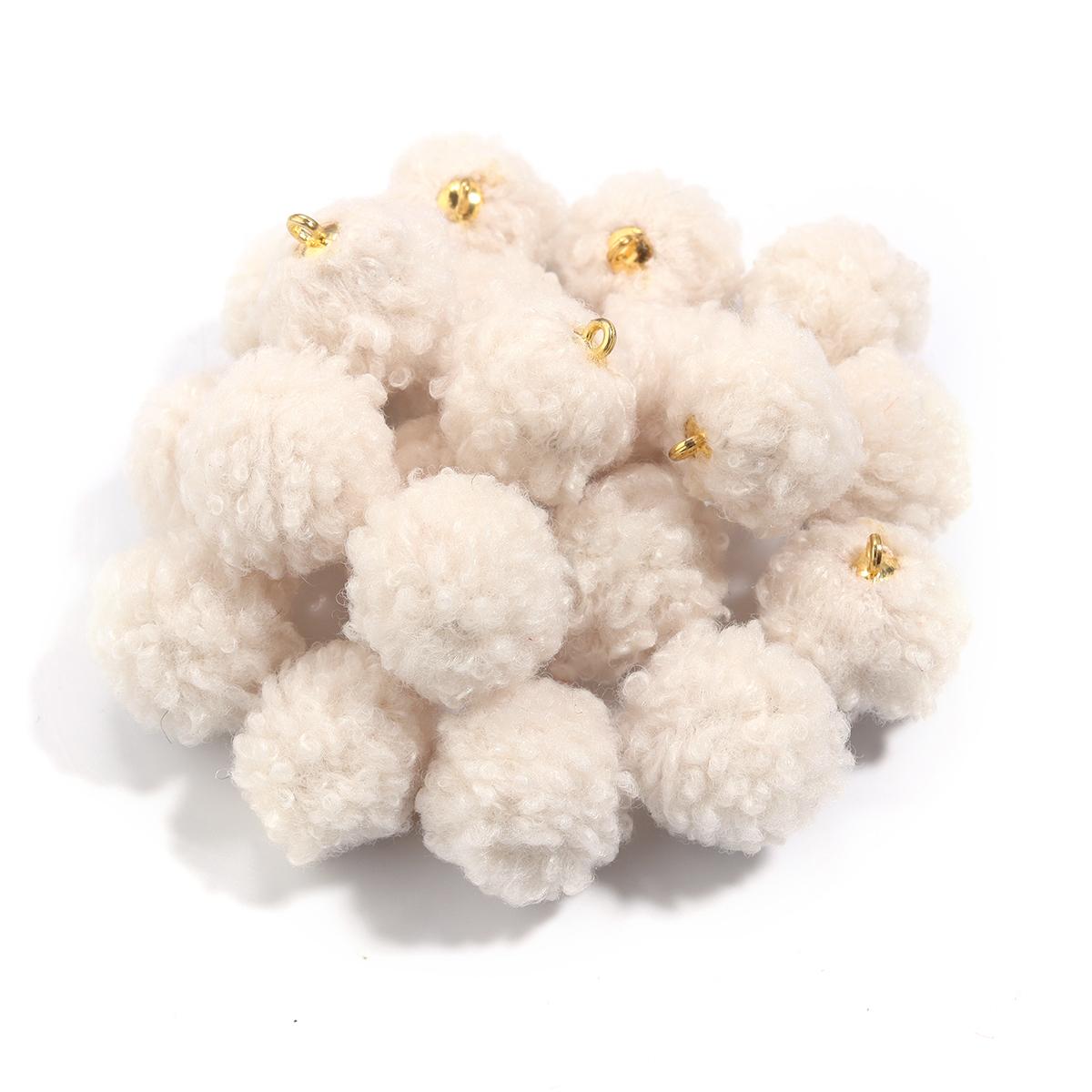 

20pcs/bag Colorful Teddy Hair Ball Pendant Curly Fluffy Round Pendant For Jewelry Making DIY Necklace Pendant Earrings Key Chain бежевый