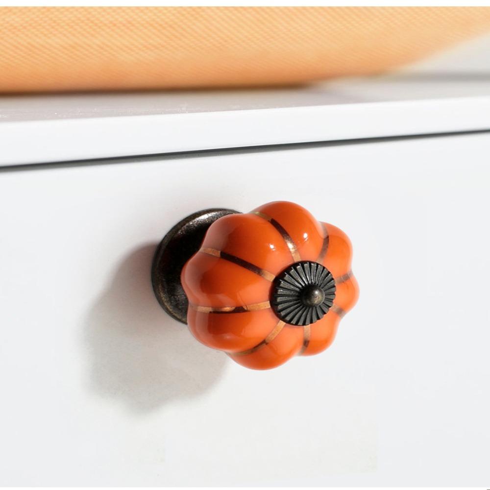 Ceramic Retro Furniture Hardware Pumpkin Single Hole Door Knob Drawer Knob Door Handle Drawer Pull